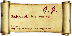 Gajdusek Jávorka névjegykártya